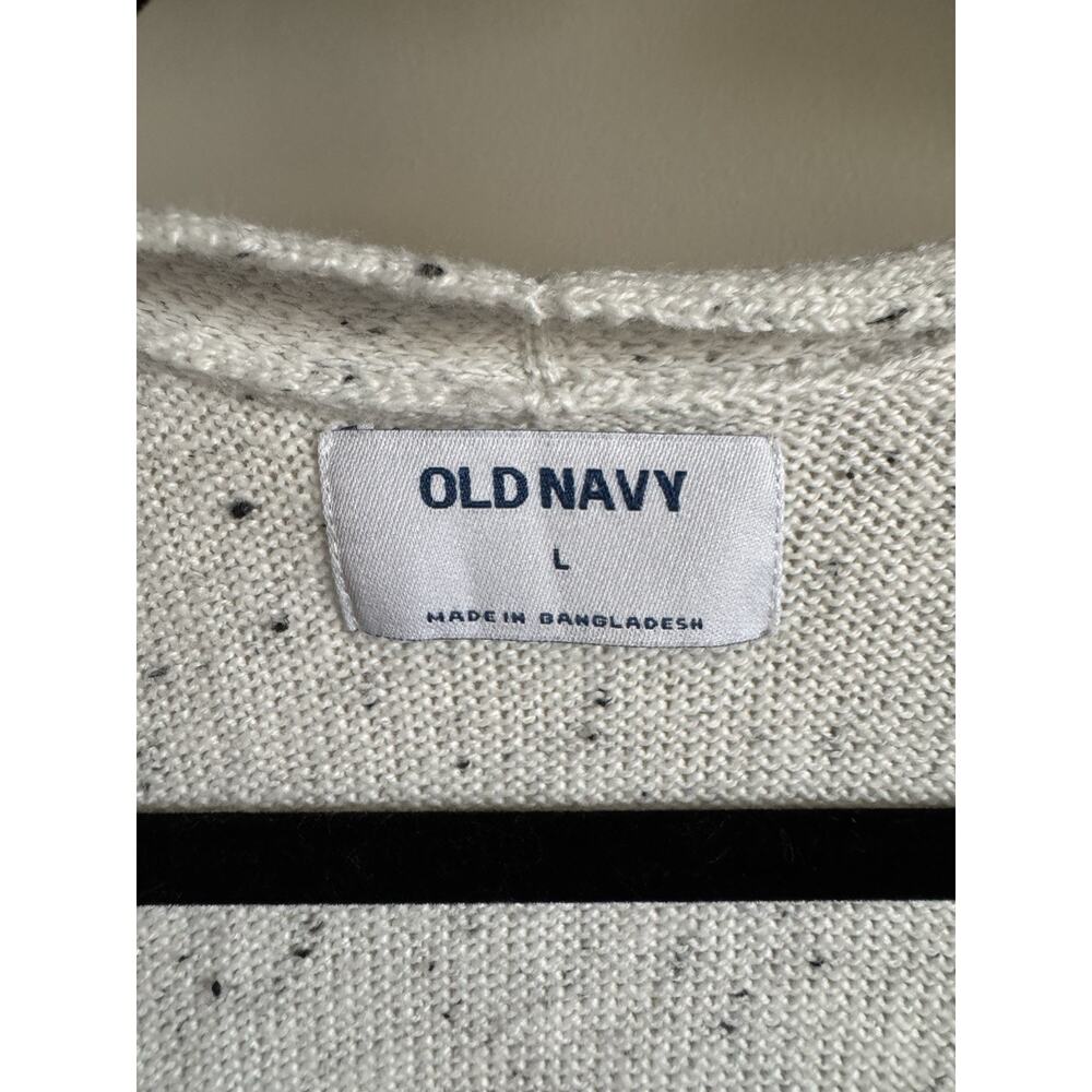 ￼ Old Navy Cardigan, Flowy, Size Large, Two Pockets, White‎ With Speckles - Picture 2 of 4